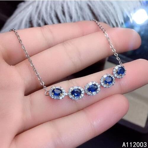 KJJEAXCMY Fine Jewelry 925 Sterling Silver inlaid sapphire women hand bracelet elegant support detection