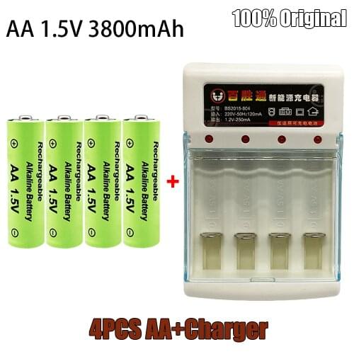 New 100% Original1.5V AA NI MH Rechargeable AA Battery Alkaline 3800mah For Torch Toys Clock MP3 Player Replace Ni-Mh Battery