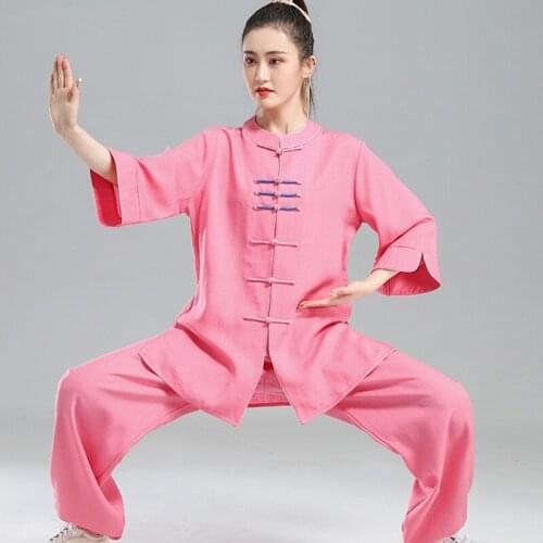 2020 Summer Tai Chi Uniform Cotton Linen Kung Fu Outfit Morning Sports Martail Arts Clothes Breathable Kung Fu Clothes TA2024