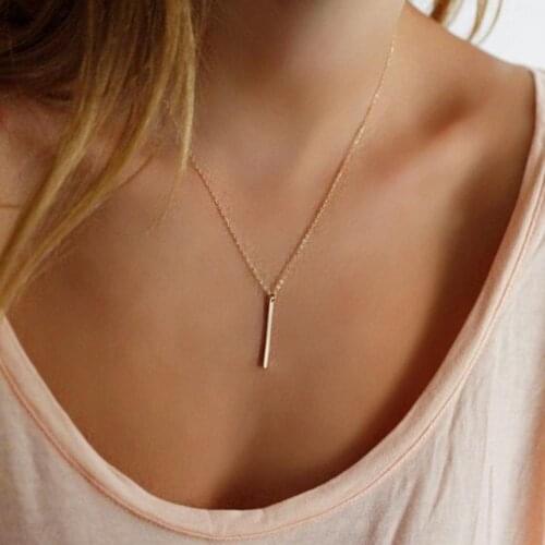 2020 Fashion European Style Metal Bar Charm Dangle Pendants Necklaces Long Chain Necklace for Women Jewelry Gift High Quality