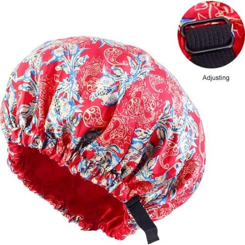 2021 Womens Hair Cap For Sleeping Satin Night Hat Invisible Flat Imitation Silk Round Adjusting Button Haircare Headwear Turban