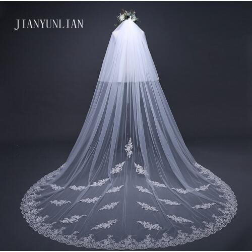 2019 Casamento White wedding veil Long Lace Edge Bridal Veil with Comb Wedding Accessories Bride Mantilla Wedding Veil
