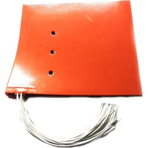 230V 500W 470*500*1.5mm Silicone Heat Bed for 3d printer adhesive 1 side 3 holes on pad 500mm lead wire