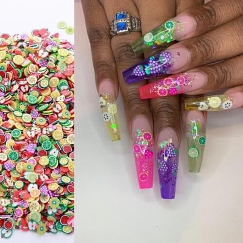 3D Nail Charms 1000 Pieces Fruit Slices Fruit Nail Art Decorations Clay 3D Assorted Fruit Flower Slicenail Nail Art Decorations