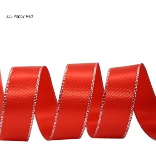 7/8 inch(22 mm)Solid color silver edge double sided satin Ribbon