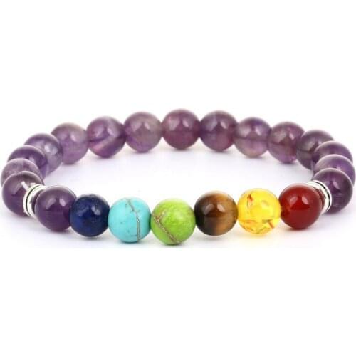 8mm jhj53 mulitcolor rainbow elastic turquoise agate Onyx Bracelet Healing Balance Prayer Reiki Chakra Buddha Yoga