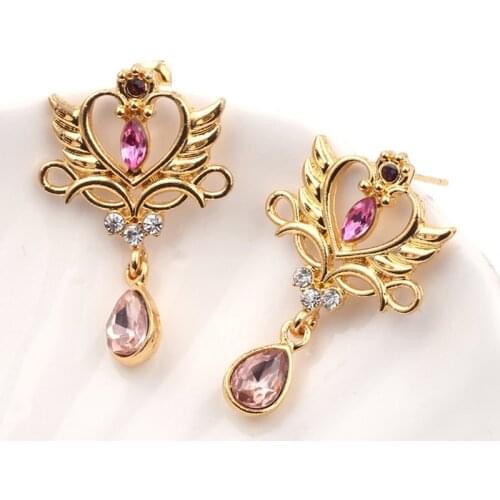 Anime Sailor Moon Pendant Earrings Cosplay Prop Accessories Time Key Moon Stick Dangle Earring Gifts For Women Girls Jewelry