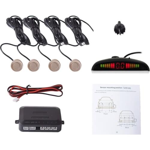 Vehicle Reverse Backup Radar System with 4 Parking Sensors Distance Detection + LED Distance Display + Sound Warning(champagne)