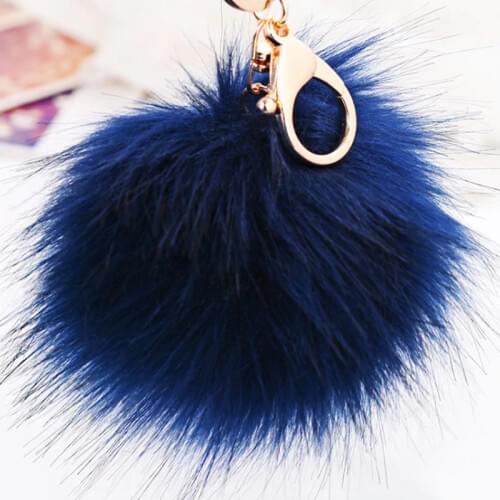 New Fox Fur Pom Pom KeyChain Faux Fox Hair Bulb Bag Car Ornaments Fur Ball Pendant Key Ring Porta Chiavi Key Holder EH984