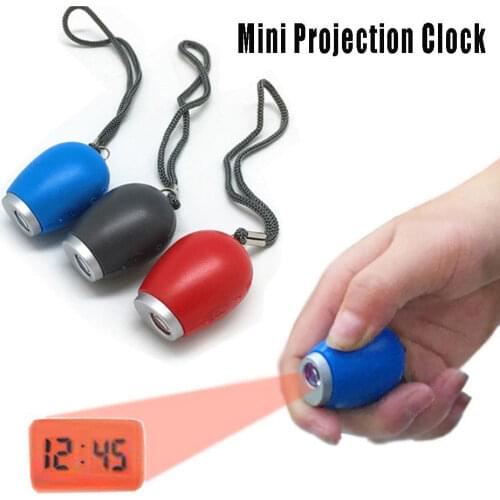 Mini Digital Time Projection Clock LED Watch Projector Magic Night Light Electronic Clock Flashlight+Hanging Rope