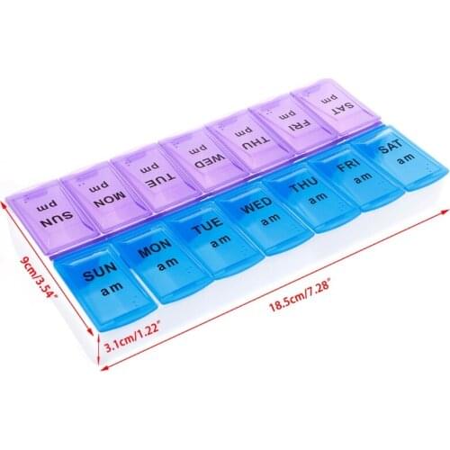 Weekly Pill Organizer Box With Snap Lids 7 Day Medication For Morning And Night 2XPB