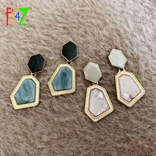 F.J4Z New Anti-allergy Earrings for Women Enamel Acrylic Irregular Geometric Lady Party Earring Jewelry Gifts Dropship