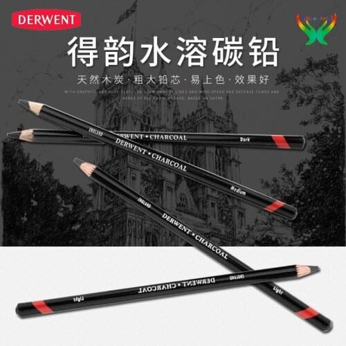 Derwent Sketch Carbon Pencil Water-soluble Carbon Drawing Pen Carbon Pen Soft Medium Hard Drawing Pencil Art Supplies forBeginne