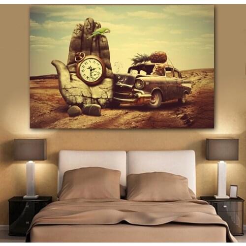 Canvas Painting Wall Decor Classic Art Salvador Dali Hand, watch, car, pineapple ,parrot Prints Posters Wall Art For Living Room
