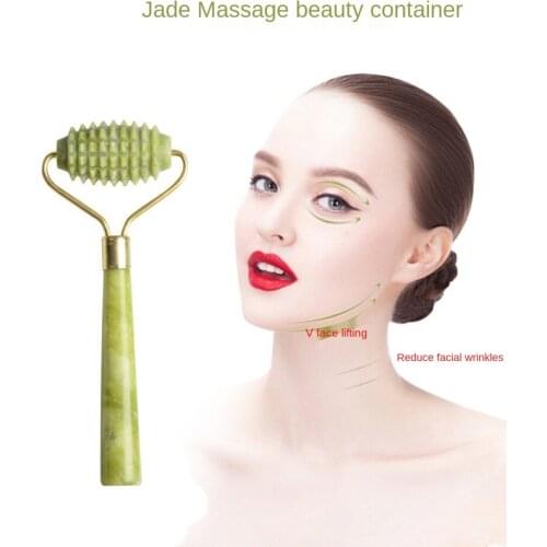 Facial Beauty Massage Green Jade Roller Push Face Pusher Single-headed Hedgehog Face Massage Stick Jade Roller