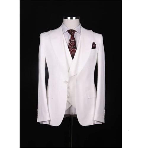 Real Photos Business Wide Peak Lapel Men Suits 3 Pcs Two Buttons Wedding Costume Homme Party Groom Prom Blazer Terno Masculino