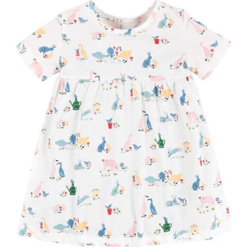 Little maven 2020 new summer baby girls clothes brand dress kids cotton animal print short sleeve fashion dresses S0563