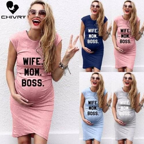 Chivry 2020 Fashion Women Maternity Dress Sleeveless Pregnancy Dress Letter Print Dress Creative Pregnant Women Dresses Vestidos