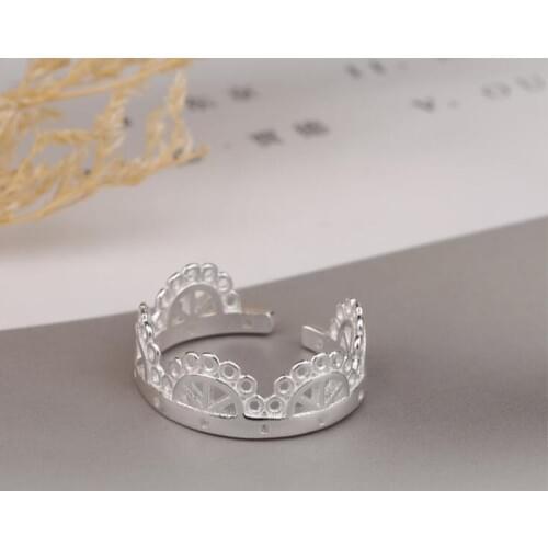 New Temperament Literary Fashion 925 Sterling Silver Jewelry Crown Flowers Female Personality Exquisite Opening Rings SR190