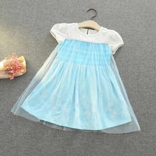 2-7 Years Princess Elsa Dress Baby Girls Dress Kids Cotton Clothes Girls Snow Queen Halloween Cosplay Costume Children Clothing
