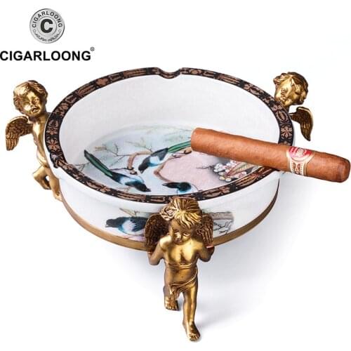 Cigar ashtray crack glaze angel copper magpie ceramic ashtray large CE-1203