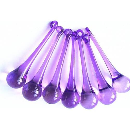 Top Quality Modern 20pcs/lot Dia20x80mm Purple Glass Raindrop Pendants For crystal Chandelier parts, lighting parts, Home Decor