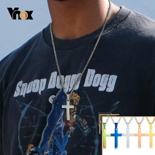 Vnox Plain Cross Necklace for Men Women, Classic Polished Stainless Steel Faith Pendant,Basic Christ Jesus Church Prayer Jewelry
