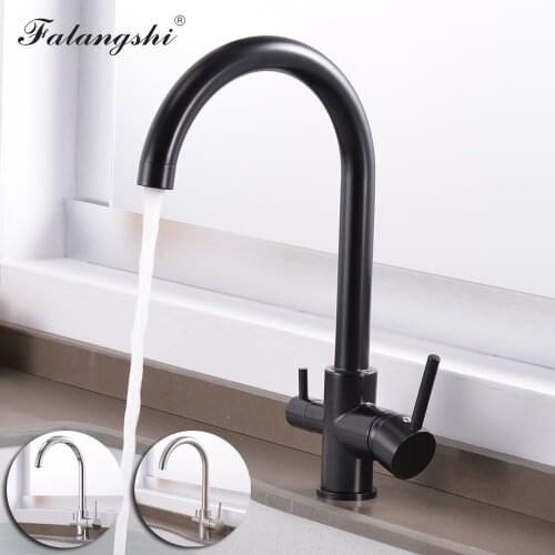 Kitchen Sink Mixer Faucet Dual Spray Black Filter Kitchen Mixer Taps 360 Degree Rotation with Water Purification Tap WB1208