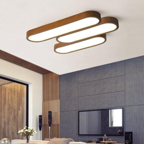 Modern LED Ceiling Lights For Room Bedroom With Remote Control Wooden Ceiling Mounted Acrylic Lighting Fixture Luminaria Lustre
