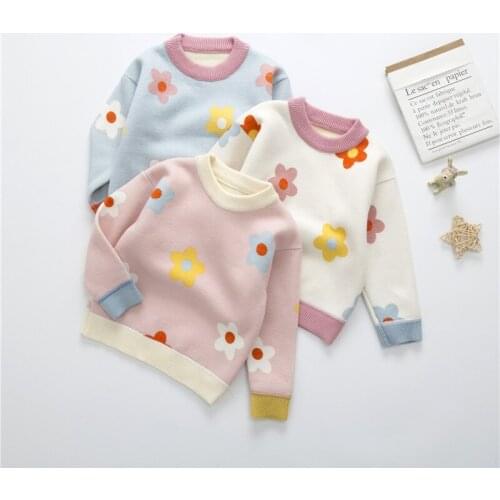 Baby Girl Sweaters 2019 Autumn Winter New Toddler Girls Cute Flowers Pineapple Print Knitted Sweaters Kids Long Sleeve Warm Coat