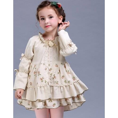 Girls spring and autumn flower dress Childrens Spanish-style spring and autumn dresses