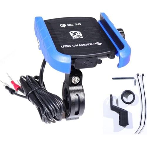 Waterproof Motorbike 360 Degree Motorcycle Handlebar Mirror Cell Phone Mount Holder with QC 3.0 USB Charger for iPhone Samsung X