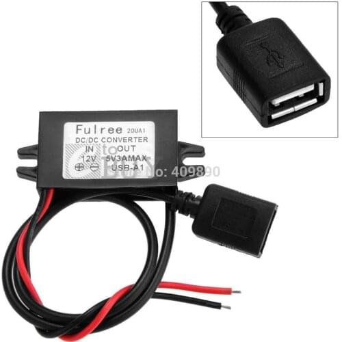 Waterproof USB DC 12V to 5V 3A Step-Down Voltage Power Converter Regulator