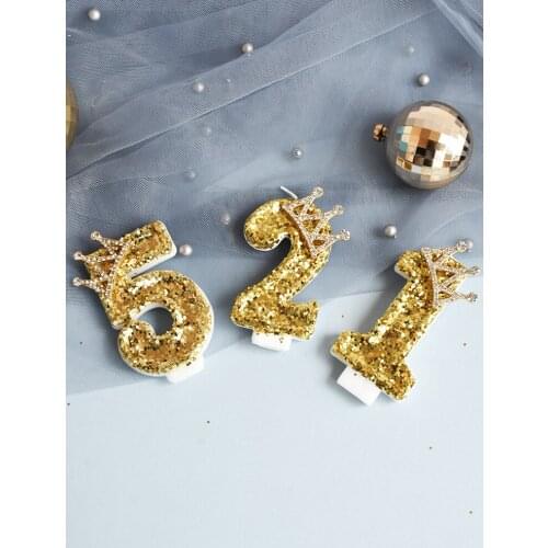 21st Birthday Decorations Shiny Golden Crown 0-9 Number Candle Cake Proposal Party Dessert 1St Baby Shower Decoration Supplies