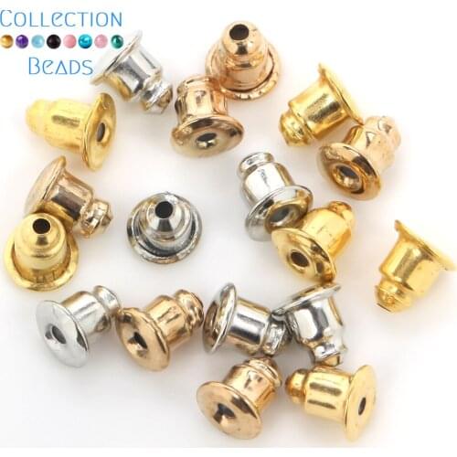 200pcs/lot Gold Earring Plugging Blocked Metal Ear Backs DIY Earrings Jewelry Making Findings Accessories Supplies