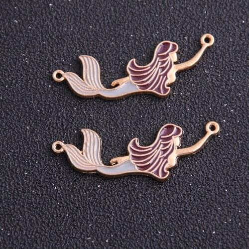 1pcs 16*46mm Alloy Metal Drop Oil Mermaid Charms Pendant For DIY Bracelet Necklace Jewelry Making