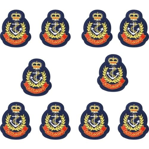 10pcs anchor crown embroidered patches for clothing iron on patches for clothes badges clothes iron-on patches for jeans