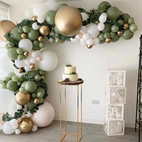 152Pcs Olive Green Balloons Garland Arch Kit Avocado Retro Green Gold Confetti Balloon Garland Globos Baby Shower Wedding Decor