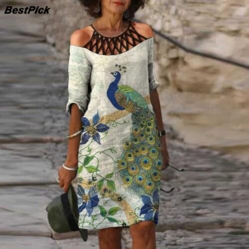 2021 Vintage Floral Printed Women Dresses Off the Shoulder Halter Hollow-out Elegant Woman Dress Casual Midi Party Dress Vestido