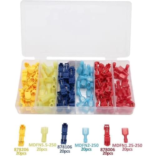 360pcs T-Tap Wire Connectors Self-Stripping Quick Splice Electrical Wire Terminal Insulated Male Quick Disconnect Spade Terminal