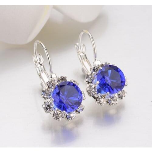 6 Colors Big Crystal Stone Rhinestone Drop Earrings Cube Zirconia Cuff Earring for Women Jewelry Pendientes Mujer Dropshipping