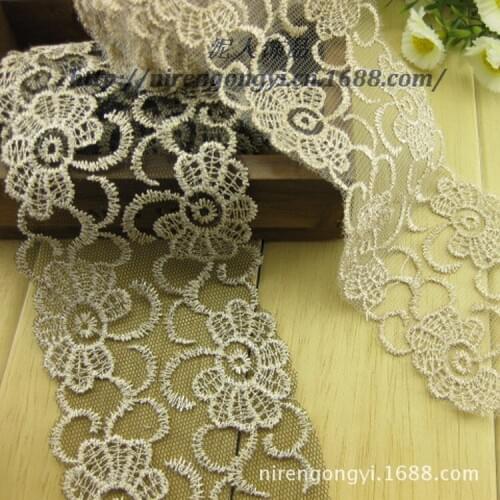 75mm nylon yarn lace Water Soluble Mesh lace trim Diy Handmade Patchwork Apparel Sewing Fabric nylon yarn Lace ribbon 1M/Lot