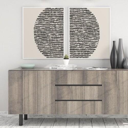 Mid Century Abstract Geometric Poster Sun Illustration Canvas Painting Wall Art Picture Modern Print for Living Room Home Decor