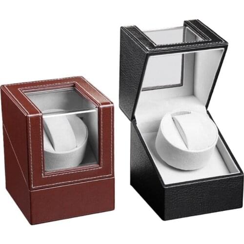 Automatic Single Watch Winder in Shell and Black Leather/Carbon Fiber Leather and Motor