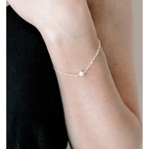 Stainless Steel White Pearl Bracelet-Freshwater Pearl Bracelet-Pearl Jewelry-Wedding Jewelry-June Birthstone