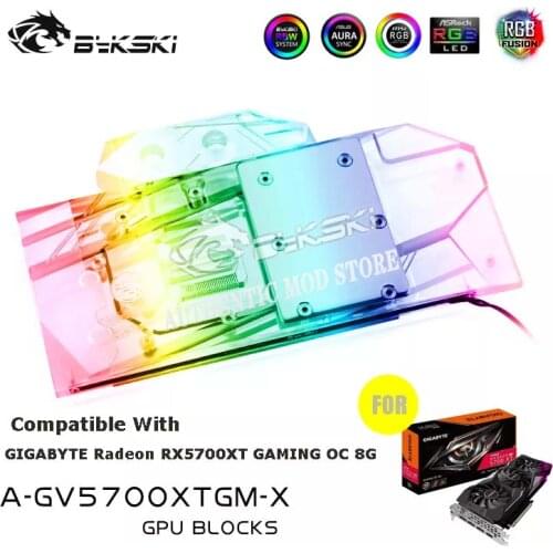 Bykski A-GV5700XTGM-X, Full Coverage AMD GPU Water Block For GIGABYTE Radeon RX5700XT GAMING OC 8G Card,VGA Cooler Support SYNC