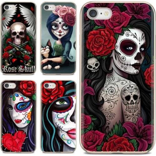 Soft Bag Case For iPod Touch For iPhone 11 Pro 4 4S 5 5S SE 5C 6 6S 7 8 X XR XS Plus Max Catrina beautiful rose girl Skull Art