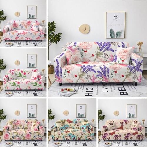 Stretch Flower Corner Sofa Cover All-Inclusive funda sofa Couch Cover L Shaped Sofa 1/2/3/4Seat Chaise Lounge Armchair Slipcover