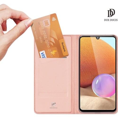 For Samsung Galaxy A32 4G DUX DUCIS Skin Pro Series Flip Cover Luxury Leather Wallet Case Full Good Protection Steady Stand