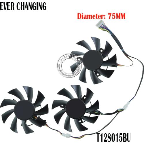 3PCS T128015BU DC12V 0.50AMP 7PIN Graphics Fan for ASUS TUF3 RX5700XT O8G GAMING OC TUF3 GTX1660 O6G GAMING OC